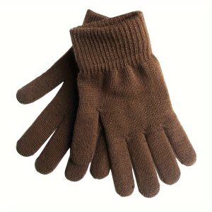 Solid Color Elastic Knit Gloves, Short Thick Warm Split Finger Gloves, Winter Coldproof Touchscreen Gloves For Women And Men