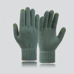 1pair Knitted Gloves, Thickened Knitted Men's Winter Thickened Plus Velvet Gloves