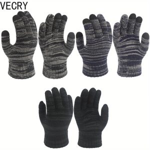 3 Pcs Winter Gloves for Women Men Elastic Knit Lining Warm Gloves for Cold Weather