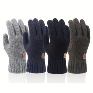 1 Pair Mens Winter Gloves - Ultra-Soft, Thickened, Cold-Resistant, Touch Screen, Knitted - Perfect for Cycling, Driving, and as a Thoughtful Gift