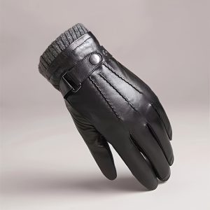 Festive PU Leather Gloves for Men: Simple Design, Waterproof, and Warm for Winter Riding