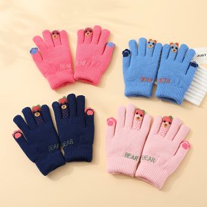 Cozy & Cute Kids' Winter Gloves - Thick Fleece-Lined, Warm Split-Finger Design for Boys & Girls Ages 6-14, Perfect for School & Outdoor Activities