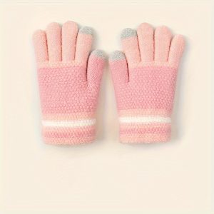 Cozy & Cute Kids' Knit Gloves - Warm, Touchscreen-Compatible with Cartoon Design for Boys & Girls - Perfect for Halloween & Winter