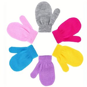 Kids' Winter Gloves, Stretchy And Warm, Polyester And Nylon Blend, Fashionable And Colorful, Suitable For Boys And Girls Aged 3-14