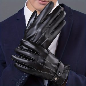 1pair Men's Simple Fleece Warm Gloves