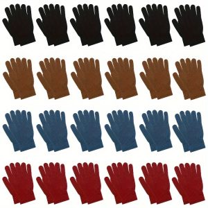 12pcs-24pcs-32pcs-40pcs Split Finger Cold-proof and Warmth Pure Color Tightening Men's and Women's Same Style for Daily, Casual and Travel Use