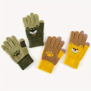 1pair Warm Kids Extended Gloves Five-finger Knitted Boys Students Winter Thickened Cold-proof Split Finger Gloves