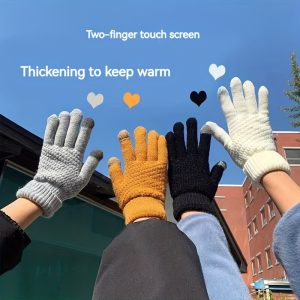 1 Pair Unisex Winter Warmth Velvet Thickened Knitted Gloves - Soft, Breathable, Water-Resistant, and Touchscreen Compatible - Ideal Gift for Men and Women, Perfect for Outdoor Activities