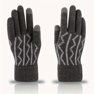 Thick Coldproof Winter Gloves Classic Jacquard Unisex Knit Gloves Casual Touchscreen Gloves For Women & Men