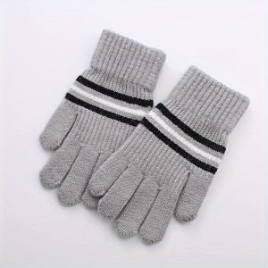 Three Stripes Split Finger Cold-Resistant Winter Gloves - Warm, Water-Repellent, and Durable - Ideal for Students, Men, and Women in Cold Climates